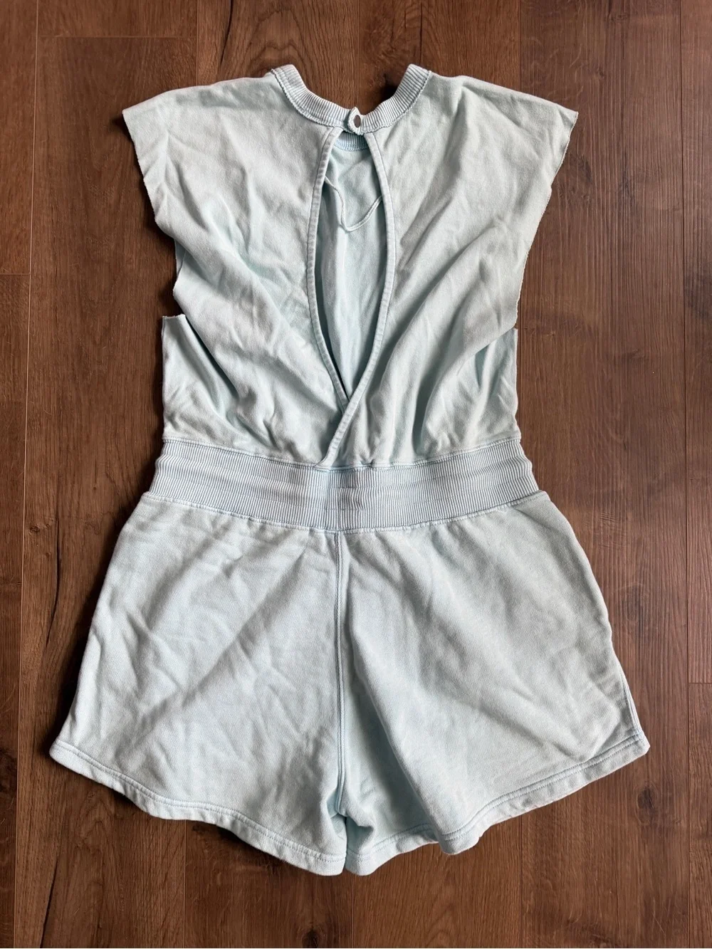 Free People Throw And Go Shortsie Oversized Romper in Refresh Blue - X-Small